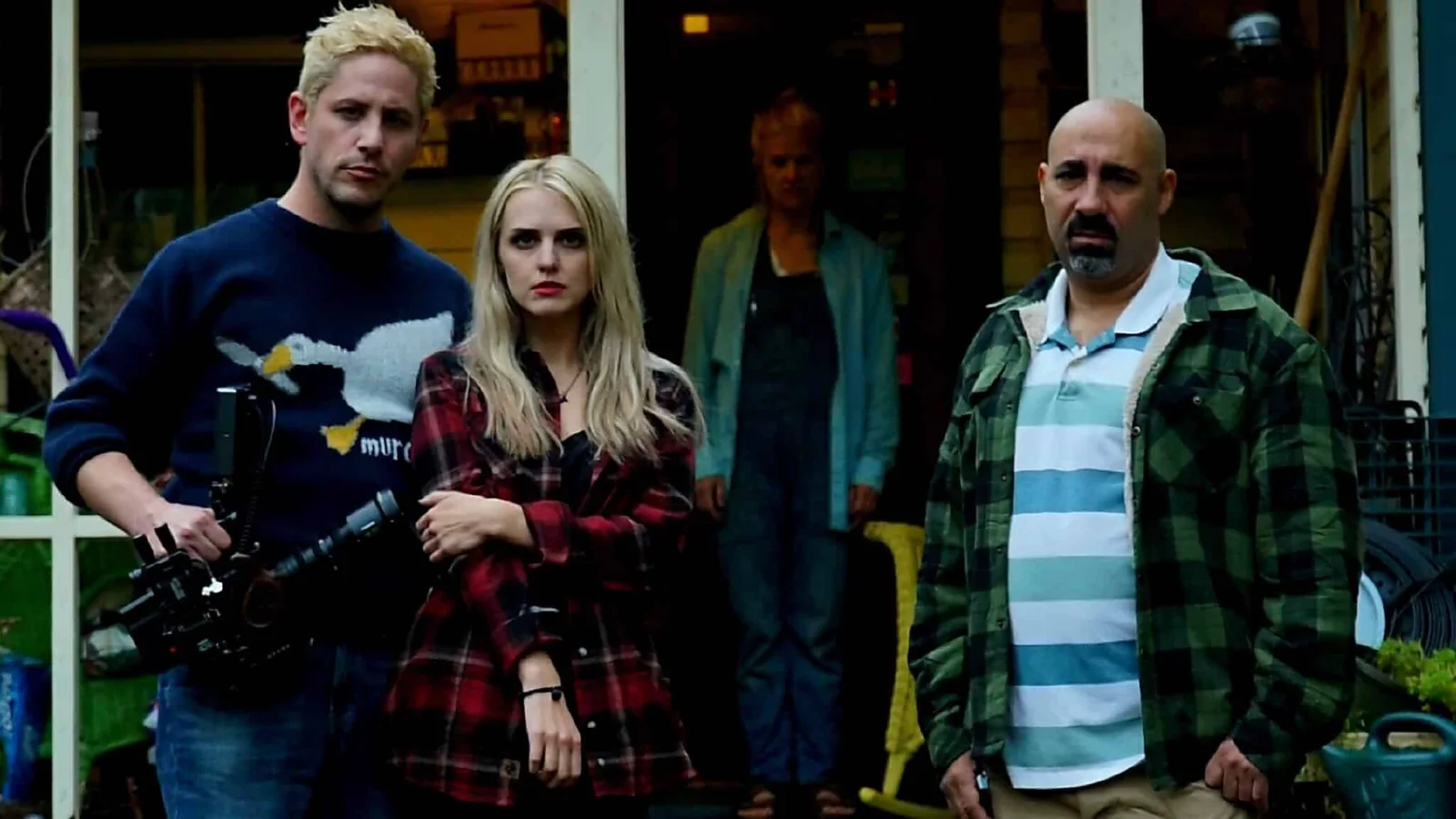 Damian Maffei, Emily Sweet, Kelly Waters und Chris Alexander am Set von Sundown